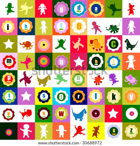 pattern with various elements, for kindergarten