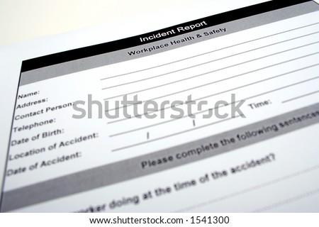 A Workplace Health and Safety incident report form