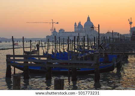 Santa Maria Della Salute, Church of Health, Grand canal Venice Italy at dusk and twilight time