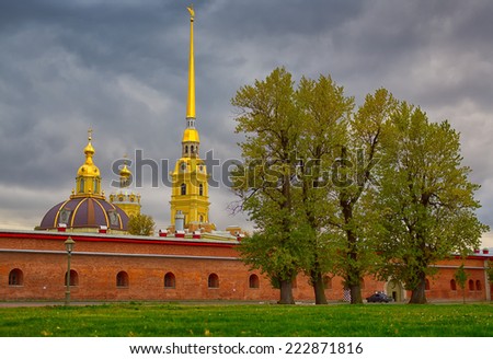 The Peter and Paul Cathedral. Saint Petersburg, Russia. The world\'s tallest (122,5 m) Orthodox bell tower.