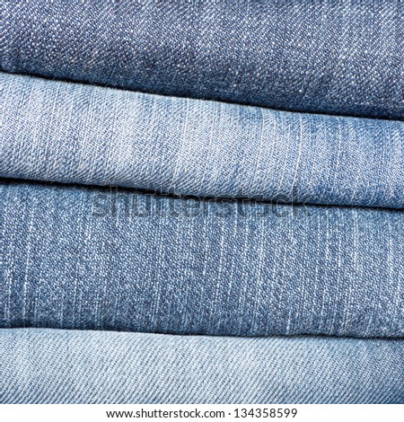 close up of jeans\'s pile.