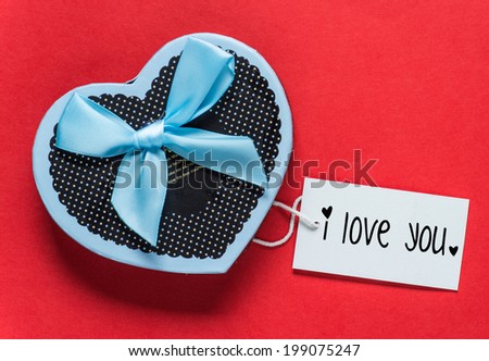 Handmade heart shape box and card with text \