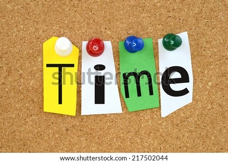 Sticker note on cork board remind time to action