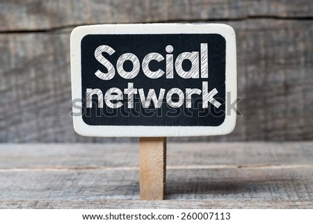 Social network on blackboard. Social network handwritten on framed blackboard