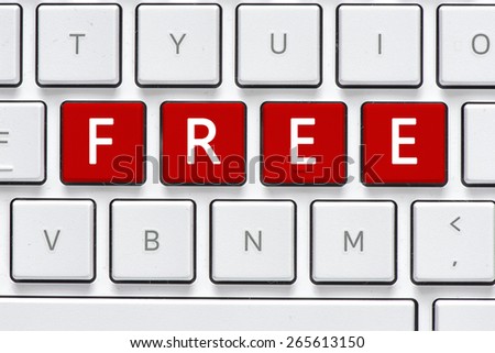 Keyboard with free button. Computer white keyboard with free button