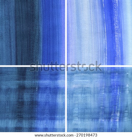 Abstract watercolor hand painted banners.Striped graphic art design elements for website or brochure headers or sidebars.Vintage grunge texture. Set of blue abstract hand painted backgrounds.