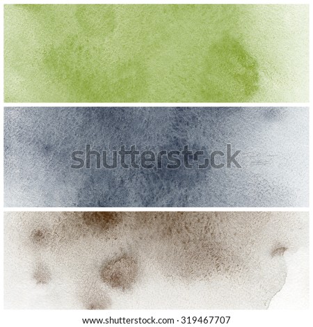 Watercolor hand painted textured banners. Colorful banners design or invitation or web template.