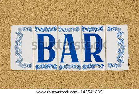 Bar sign in azulejos style