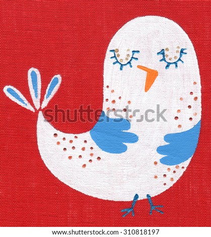 cheerful child drawing paint on fabric