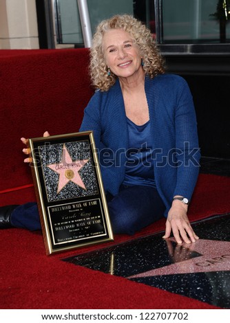LOS ANGELES - DEC 03:  CAROLE KING Walk of Fame Honors Carole King  on December 03, 2012 in Hollywood, CA