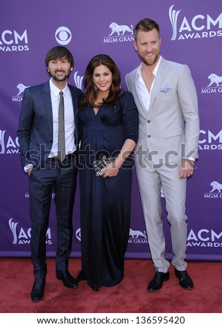 LAS VEGAS - APR 07:  Lady Antebellum arrives to the Academy of Country Music Awards 2013  on April 07, 2013 in Las Vegas, NV.