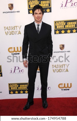 LOS ANGELES - JAN 16:  Ian Somerhalder arrives to the Critics\' Choice Movie Awards 2014  on January 16, 2014 in Santa Monica, CA