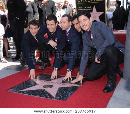 LOS ANGELES - OCT 09:  New Kids on the Block (NKOTB) arrives to the New Kids on the Block get a Star on October 9, 2014 in Hollywood, CA