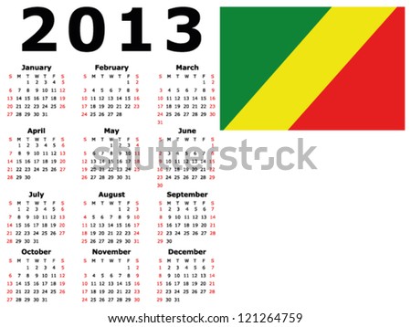 Calendar Flag Congo Stock Vector Illustration 121264759 : Shutterstock