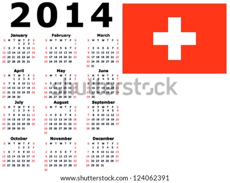 2014 Calendar Flag - Switzerland