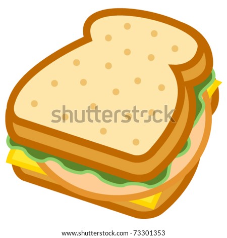 Sandwich With Bread, Lettuce, Bologna Or Lunch Meat And Cheese Stock ...