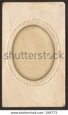 Antique card picture frame with blank photograph. Path included for oval.