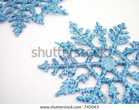 Blue glittery snowflakes.