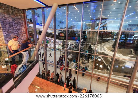 Dubai, United Arab Emirates - October 8, 2014: Ski Dubai inside the Mall of the Emirates in Dubai, UAE.