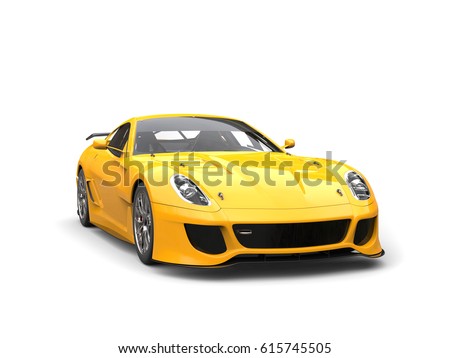 Sun yellow urban sports car - studio shot - 3D Render