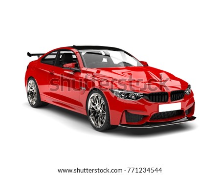Crimson red modern sport racing car - 3D Illustration