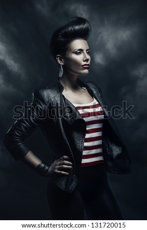 punk woman in the fog