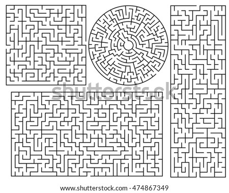 Vector Maze templates. Circle and square labyrinth sample