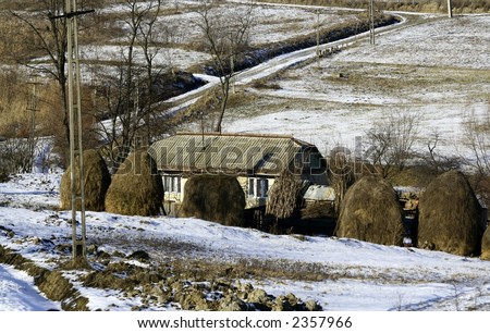 Rural Romania: Moldavian village house in winter