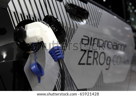 PARIS - OCTOBER 12: The new Citroen C-zero electric car - detail, 2010 Paris Motor Show on October 12, 2010 in Paris