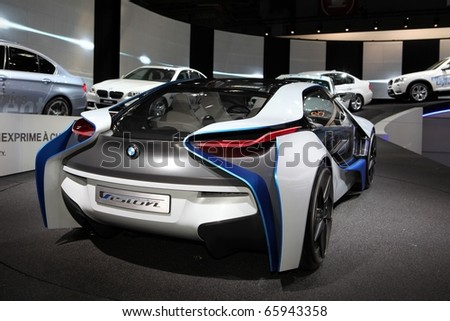 PARIS - OCTOBER 12: The BMW Vision concept car displayed at the 2010 Paris Motor Show on October 12, 2010 in Paris