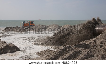 Bulldozer on a land reclamation project