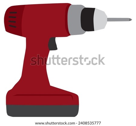 A hand held cordless drill with a screwdriver bit is ready for use