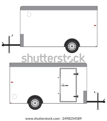 A white single axle box trailer is ready for use