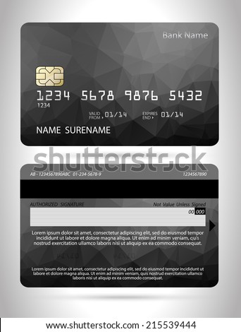 Templates of credit cards design with a polygon background, Isolated vector