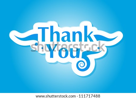 Thank You Graphic Isolated On Blue. Vector Illustration. - 111717488 ...