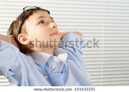 Caucasian young business man wants to sit on a white background