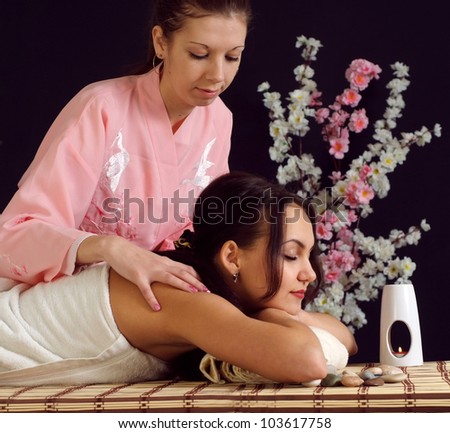 Nice Caucasian woman at a reception in the spa salon