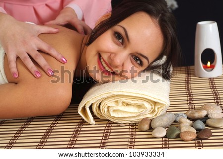 Luck Caucasian female at a reception in the spa salon