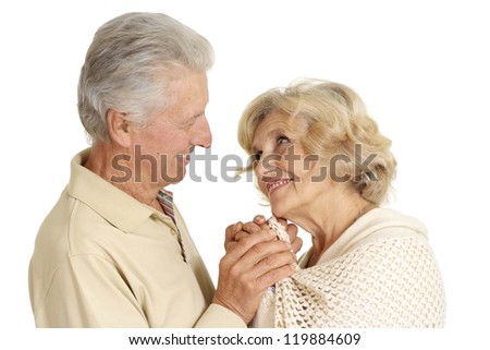 portrait of a happy older people on a white