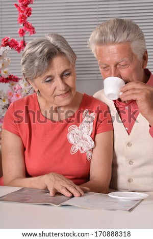 Nice elderly couple resting at home