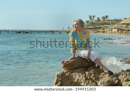 Nice senior woman went to a resort vacation