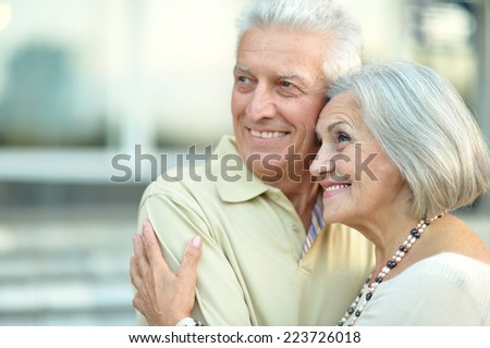 Close-up portrait of a happy senior couple outdoor