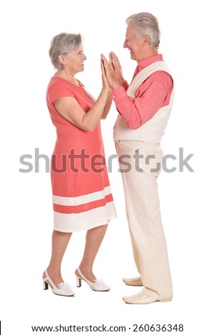 Portrait of a happy elderly couple dancing