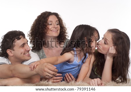 portrait of a nice family on a carpet