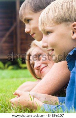 portrait of a cute granny with grandsons