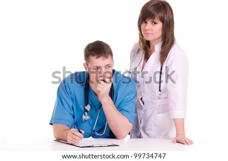 nice doc with a nurse on a background