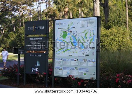 TPC SAWGRASS GOLF COURSE, PONTE VEDRA, FL, USA   MAY 08 :  maps of course at The Players championship, PGA Tour, on practice day May 08, 2012,  at  The TPC Sawgrass, Ponte Vedra, Florida, USA.