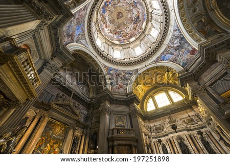 NAPLES, ITALY Ã¢Â?Â? MAY 16, 2014 : Interiors and details of the Duomo, cathedral of Naples, built 14th century for saint Januarius, camapnia, Italy, May 16, 2014,  in Naples, Italy.