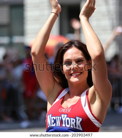 NEW YORK CITY  JUNE 29 : woman marching for gay rights at The Gay Pride parade 2014 in New York city, USA, JUNE 29, 2014