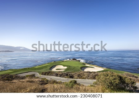 PEBBLE BEACH, CALIFORNIA - SEPTEMBER 23, 2014 : The public golf course of Pebble Beach, near Monterey, California, USA,   september 23, 2014,  in  Monterey, California, USA.